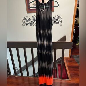 Chic Black and Orange Maxi Dress Size Medium #136